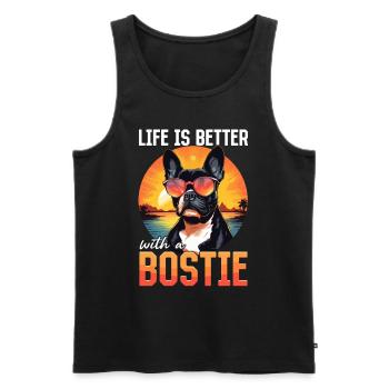 Boston Terrier Dog Breed Pet Life Is Better - Männer Premium Bio Tank Top - Schwarz - Vorne - Michal (187cm)