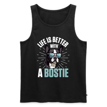 Boston Terrier Dog Breed Pet - Life Is Better - Männer Premium Bio Tank Top - Schwarz - Vorne - Michal (187cm)