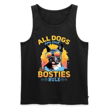 Boston Terrier Race de chien Tous les chiens sont cool - Débardeur bio Premium Homme - noir - Devant - Michal (187cm)