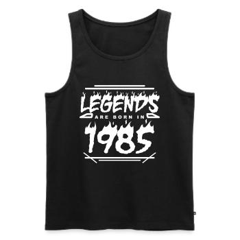 1985 - Né en 1985 - Construit en 1985 - Légende - Débardeur bio Premium Homme - noir - Devant - AI Model Male 178 light (178cm)