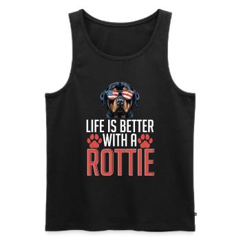 Rottweiler Rottie Dog Race Pet - Débardeur bio Premium Homme - noir - Devant - AI Model Male 178 light (178cm)