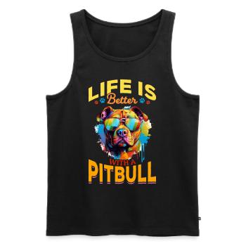 La vie d’animal de compagnie de race de chien Pittie est meilleure avec un pitbull - Débardeur bio Premium Homme - noir - Devant - Michal (187cm)