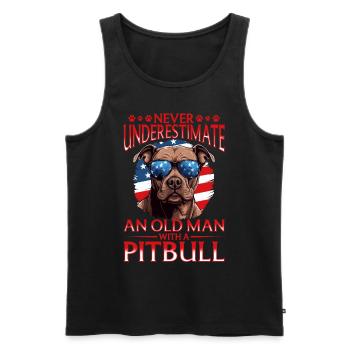 Pittie Dog Breed Pet Never Underestimate a Old Man - Männer Premium Bio Tank Top - Schwarz - Vorne - AI Model Male 178 light (178cm)