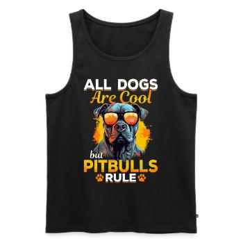 Pittie Dog - All Dogs Are Cool But Pitbulls Rule - Men's Premium Organic Tank Top - black - Front - Michal (187cm)