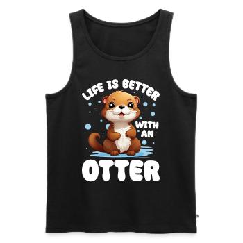 Loutre Animal Enfants et Adultes - Débardeur bio Premium Homme - noir - Devant - Michal (187cm)