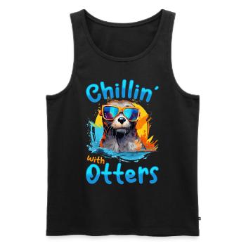 Otter Animal Kids & Adult - Chillin' with Otters - Men's Premium Organic Tank Top - black - Front - AI Model Male 178 light (178cm)