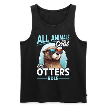 Otter Kids & Adult - Tous les animaux sont cool - Débardeur bio Premium Homme - noir - Devant - Michal (187cm)