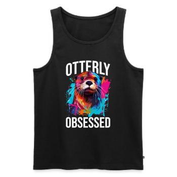 Otter Animal Kids & Adult - Otterly obsessed - Männer Premium Bio Tank Top - Schwarz - Vorne - AI Model Male 178 light (178cm)