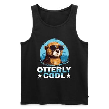 Otter Animal Kids & Adult - Otterly Cool - Männer Premium Bio Tank Top - Schwarz - Vorne - AI Model Male 178 light (178cm)