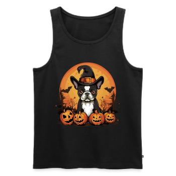 Boston Terrier Bostie Dog Pet Halloween Citrouilles - Débardeur bio Premium Homme - noir - Devant - Michal (187cm)