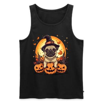 Carlin Dog Race Pet Halloween Citrouilles - Débardeur bio Premium Homme - noir - Devant - Michal (187cm)