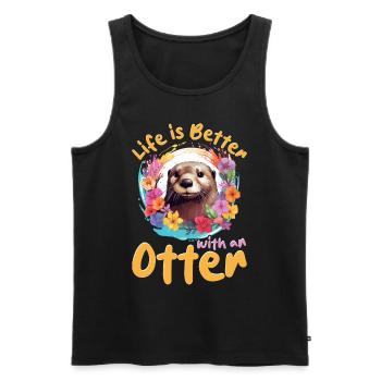 Loutre Animal Enfants et Adultes - Débardeur bio Premium Homme - noir - Devant - Michal (187cm)