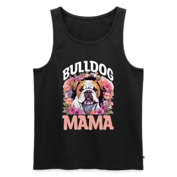 Amateur de bouledogue anglais britannique - Bulldog Mama - Débardeur bio Premium Homme - noir - Devant - AI Model Male 178 light (178cm)