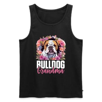 Amateur de bouledogue anglais britannique - Bulldog Grandma - Débardeur bio Premium Homme - noir - Devant - AI Model Male 178 light (178cm)