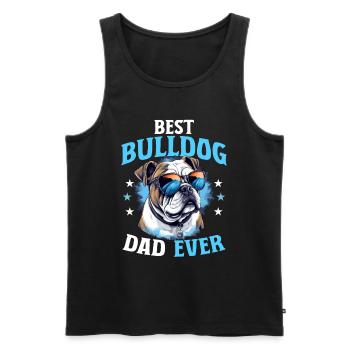 Amateur de bouledogue anglais britannique Le meilleur père bouledogue - Débardeur bio Premium Homme - noir - Devant - AI Model Male 178 light (178cm)