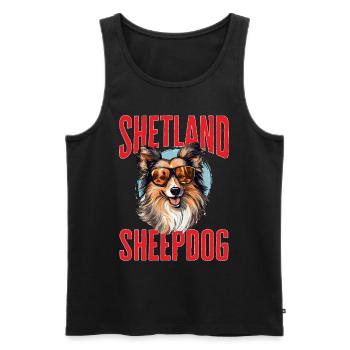 Shetland Sheepdog Dog Sheltie - shetland sheepdog - Men's Premium Organic Tank Top - black - Front - AI Model Male 178 light (178cm)