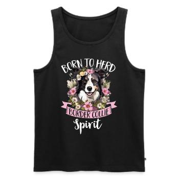 Border Collie Dog - Né du troupeau Border Collie - Débardeur bio Premium Homme - noir - Devant - AI Model Male 178 light (178cm)