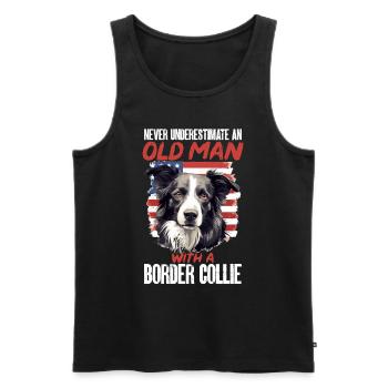 Border Collie Dog - Ne sous-estimez jamais - Débardeur bio Premium Homme - noir - Devant - AI Model Male 178 light (178cm)