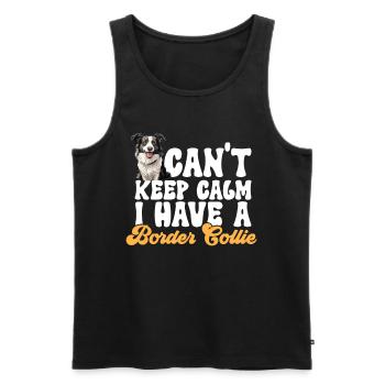 Border Collie Dog - Je ne peux pas rester calme J’ai un - Débardeur bio Premium Homme - noir - Devant - AI Model Male 178 light (178cm)