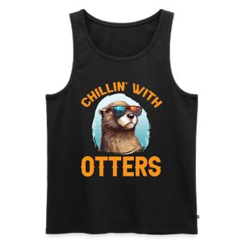 Otter Animal Kids & Adult - Chillin' with Otters - Men's Premium Organic Tank Top - black - Front - AI Model Male 178 light (178cm)