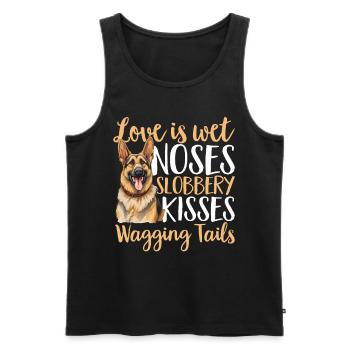 German Shepherd Dog Breed Love is wet noses - Männer Premium Bio Tank Top - Schwarz - Vorne - Michal (187cm)