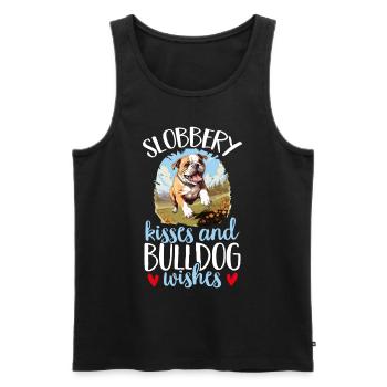 British English Bulldog lover - Slobbery Kisses - Débardeur bio Premium Homme - noir - Devant - Michal (187cm)