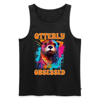 Otter Animal Kids & Adult - Otterly obsessed - Männer Premium Bio Tank Top - Schwarz - Vorne - AI Model Male 178 light (178cm)