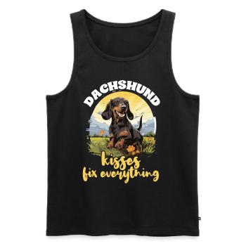 sausage dog Dachshund kisses Fix everything - Men's Premium Organic Tank Top - black - Front - Michal (187cm)