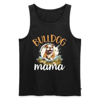 Amateur de bouledogue anglais britannique - Bulldog Mama - Débardeur bio Premium Homme - noir - Devant - AI Model Male 178 light (178cm)