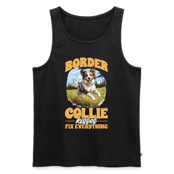 Border Collie Dog - Les baisers de Collie réparent tout - Débardeur bio Premium Homme - noir - Devant - AI Model Male 178 light (178cm)