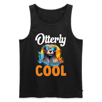 Otter Animal Kids & Adult - Otterly Cool - Männer Premium Bio Tank Top - Schwarz - Vorne - AI Model Male 178 light (178cm)