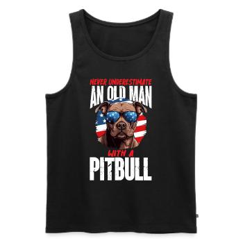 Pittie Never Underestimate Old Man with a Pitbull - Männer Premium Bio Tank Top - Schwarz - Vorne - Michal (187cm)