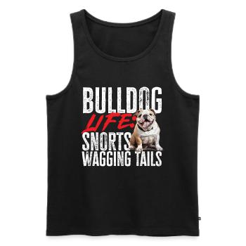 Amateur de bouledogue anglais britannique Bulldog Life Snorts - Débardeur bio Premium Homme - noir - Devant - AI Model Male 178 light (178cm)