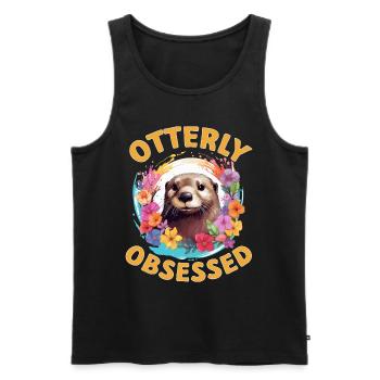 Otter Animal Kids & Adult - Otterly obsessed - Männer Premium Bio Tank Top - Schwarz - Vorne - AI Model Male 178 light (178cm)