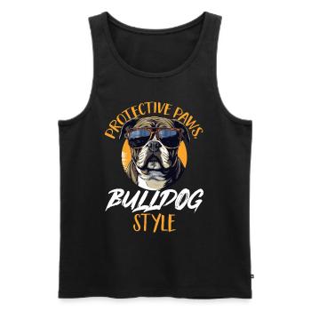 Amateur de bouledogue anglais britannique Pattes protectrices - Débardeur bio Premium Homme - noir - Devant - AI Model Male 178 light (178cm)