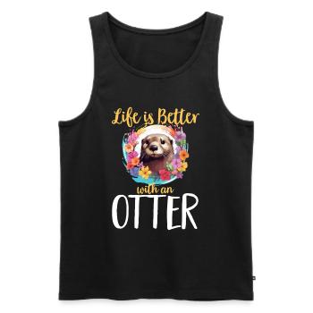 Otter Animal - Life Is Better With A Otter - Men's Premium Organic Tank Top - black - Front - AI Model Male 178 light (178cm)