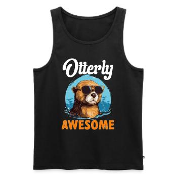 Otter Animal Kids & Adult - Otterly Awesome - Männer Premium Bio Tank Top - Schwarz - Vorne - AI Model Male 178 light (178cm)