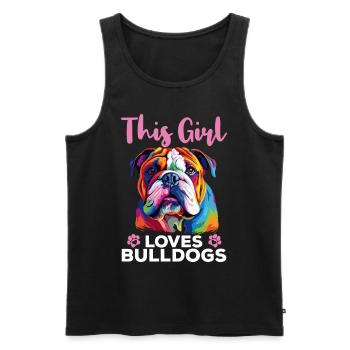 Bouledogue anglais britannique amant - Cette fille aime - Débardeur bio Premium Homme - noir - Devant - AI Model Male 178 light (178cm)