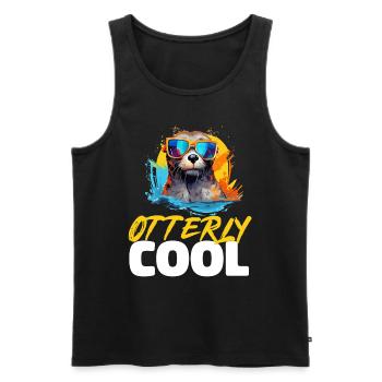 Otter Animal Kids & Adult - Otterly Cool - Männer Premium Bio Tank Top - Schwarz - Vorne - AI Model Male 178 light (178cm)