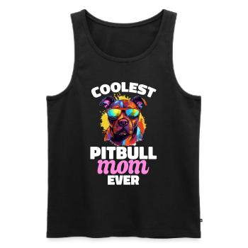 Pitbull Pittie - Coolest Pitbull Mom Ever - Männer Premium Bio Tank Top - Schwarz - Vorne - AI Model Male 178 light (178cm)
