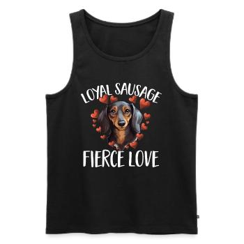 Teckel blaireau saucisse chien Loyal saucisse féroce - Débardeur bio Premium Homme - noir - Devant - Michal (187cm)
