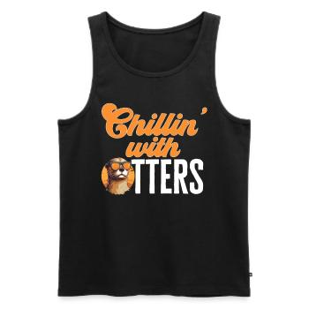 Otter Animal Kids & Adult - Chillin' with Otters - Men's Premium Organic Tank Top - black - Front - AI Model Male 178 light (178cm)