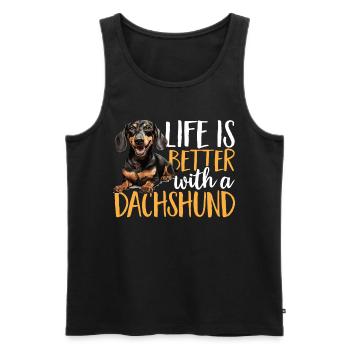 Dachshund wiener sausage dog Life Is Better - Men's Premium Organic Tank Top - black - Front - Michal (187cm)