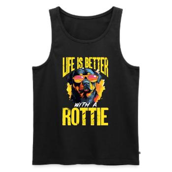 Rottweiler Dog Life Is Better With A Rottie - Men's Premium Organic Tank Top - black - Front - Michal (187cm)