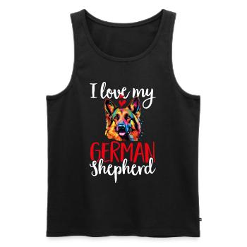 German Shepherd Dog I Love my German Shepherd - Männer Premium Bio Tank Top - Schwarz - Vorne - AI Model Male 178 light (178cm)