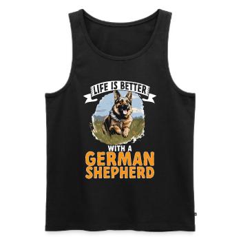 Dog Breed Life Is Better With A German Shepherd - Männer Premium Bio Tank Top - Schwarz - Vorne - Michal (187cm)