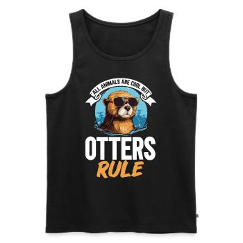 Otter Animal Kids & Adult - Tous les animaux sont cool - Débardeur bio Premium Homme - noir - Devant - Michal (187cm)