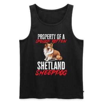 Chien de berger Shetland Chien Sheltie - Propriété d’un - Débardeur bio Premium Homme - noir - Devant - Michal (187cm)