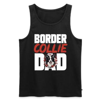 Chien Border Collie - Papa Border Collie - Débardeur bio Premium Homme - noir - Devant - AI Model Male 178 light (178cm)
