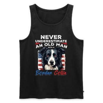 Border Collie Dog - Never Underestimate - Männer Premium Bio Tank Top - Schwarz - Vorne - Michal (187cm)